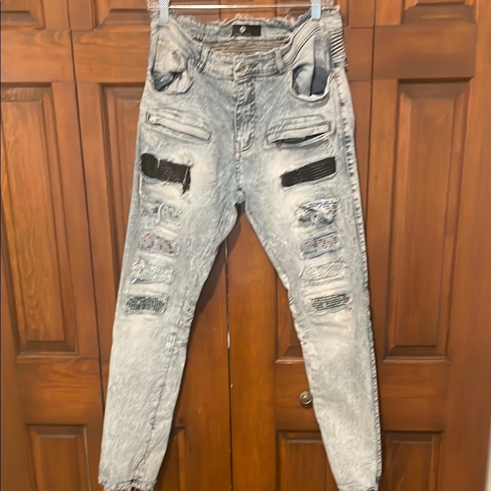 Focus Men’s Splattered, Distressed Jeans. Color Gray, Size 36W 32L. Retail $100.
